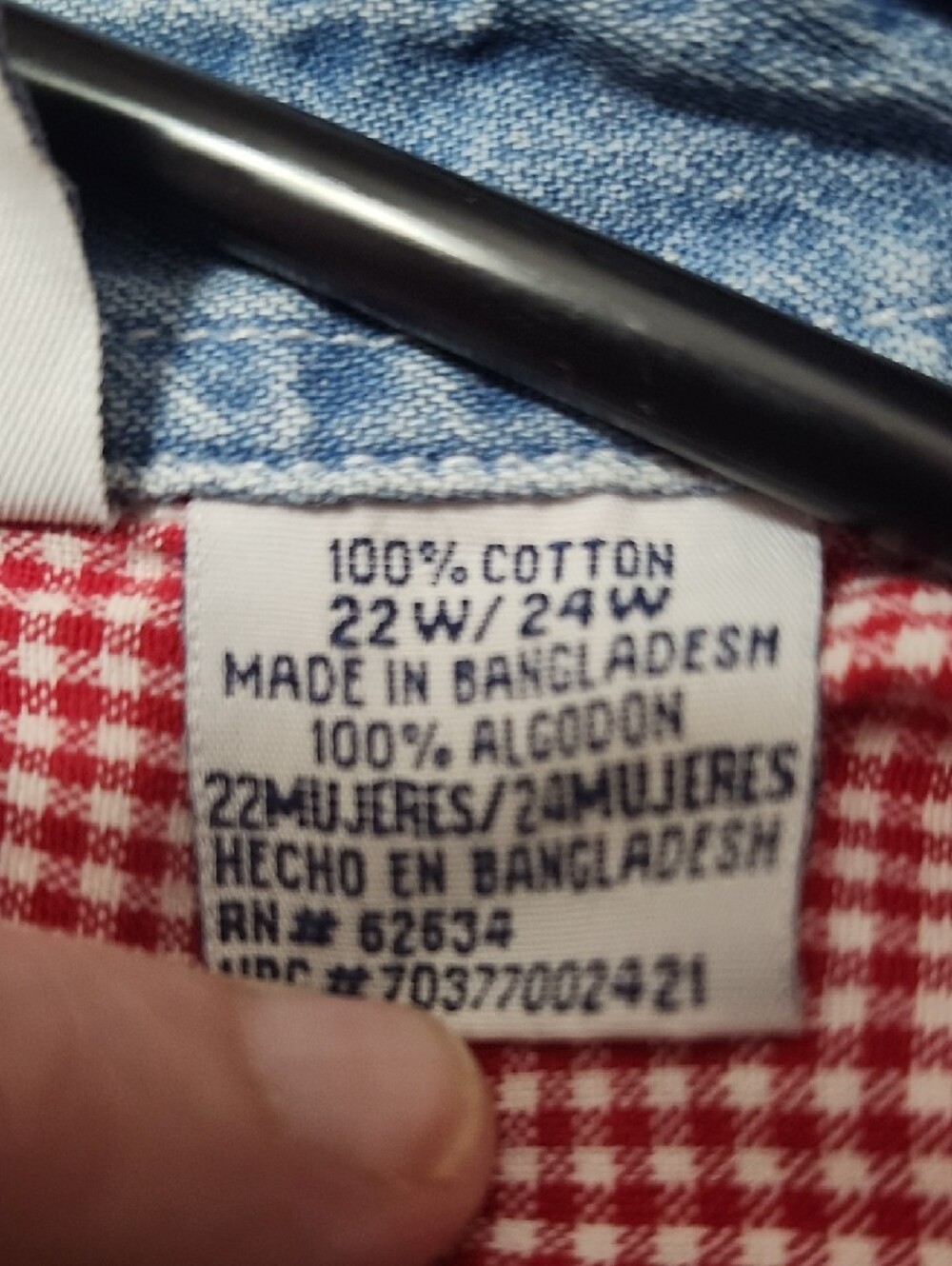 Red Gingham Short Sleeve Button-Up Shirt with Floral Embroidery - Picture 6 of 6